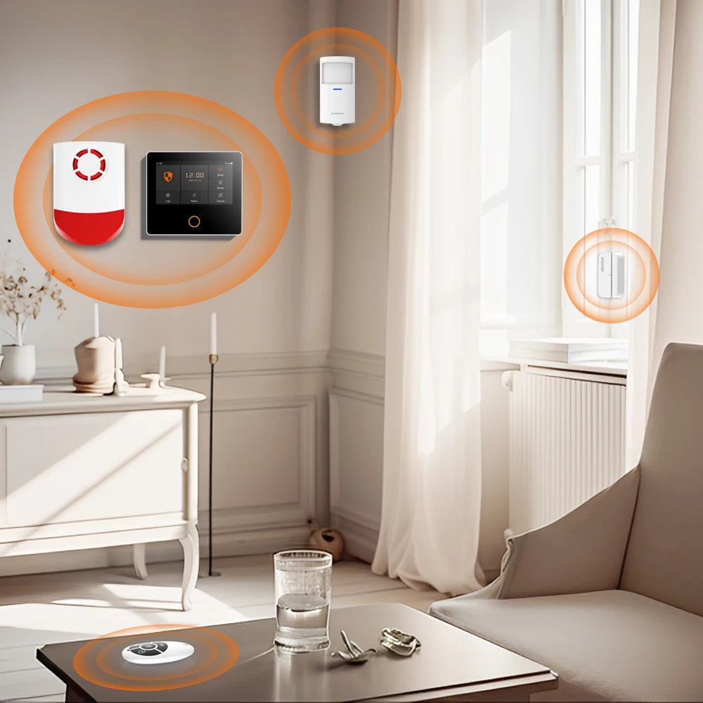 Sistema de alarma H502 para hogar inteligente Tuya - Kit de seguridad inalámbrico Wi-Fi antirrobo con sirena integrada, compatible con Alexa y control por aplicación (APP)