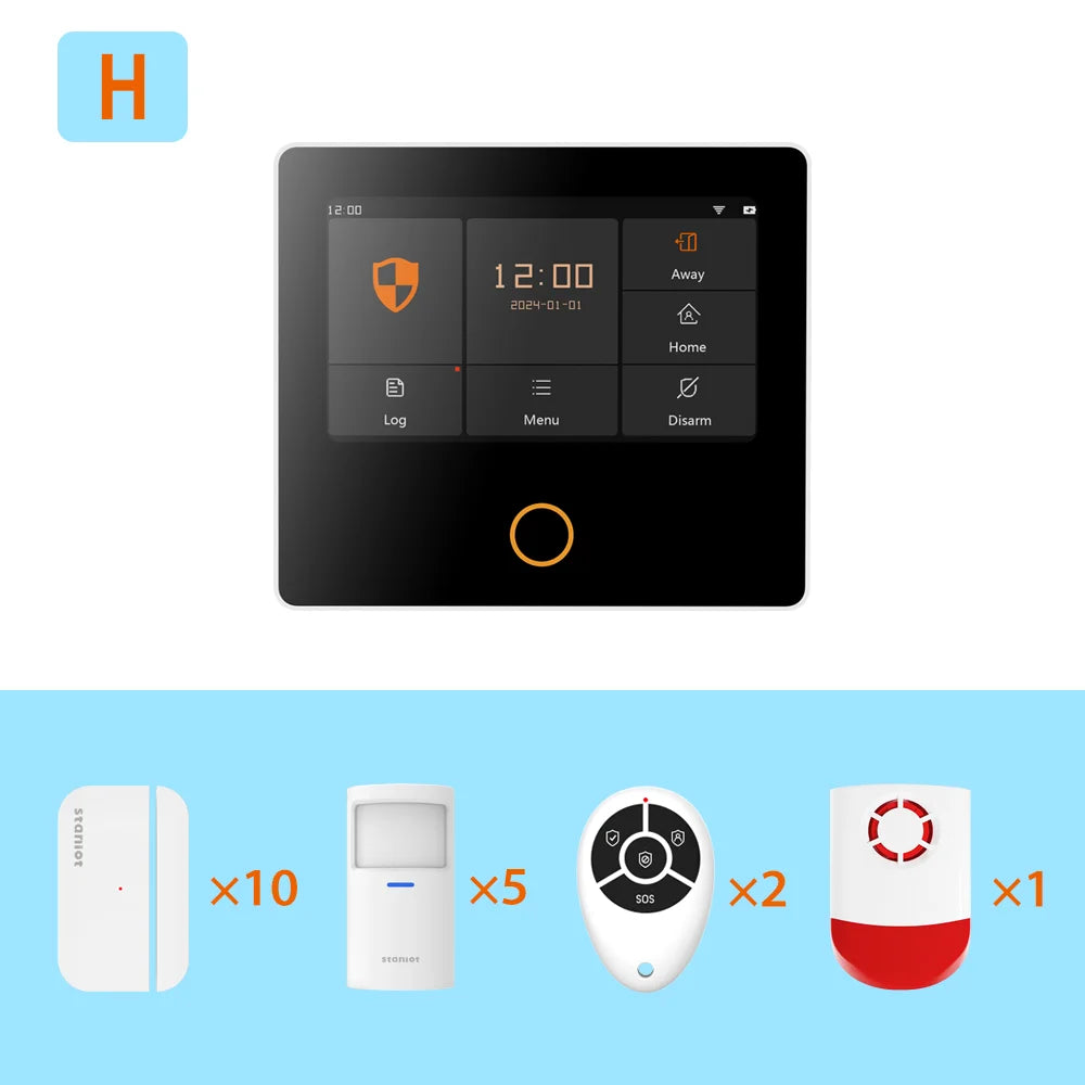 Sistema de alarma H502 para hogar inteligente Tuya - Kit de seguridad inalámbrico Wi-Fi antirrobo con sirena integrada, compatible con Alexa y control por aplicación (APP)