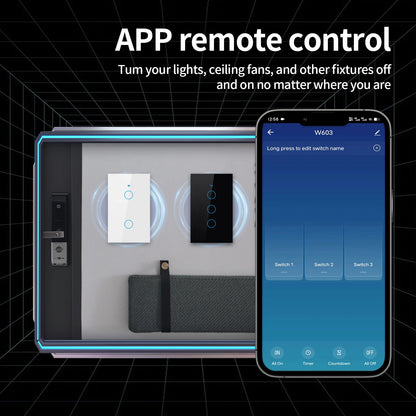 Interruptor de luz inteligente táctil de pared Tuya (Estándar EE. UU. Wi-Fi o Zigbee, 1/2/3/4 pulsadores) - Con sensor LED, para domótica, compatible con Alexa y Google Home