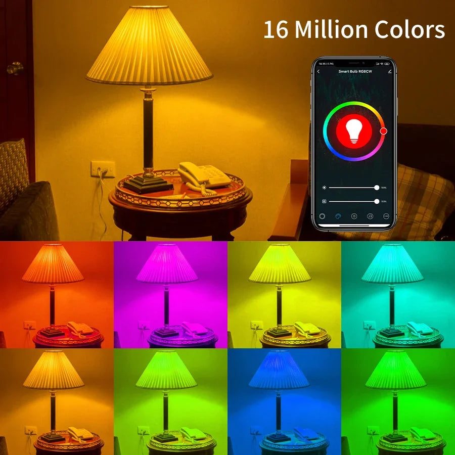 Bombillas LED inteligentes Tuya Wi-Fi (110V / 220V, 10W / 15W / 20W, E27) - Lámpara LED RGB, app Smart Life y control por voz con Alexa y Google Assistant
