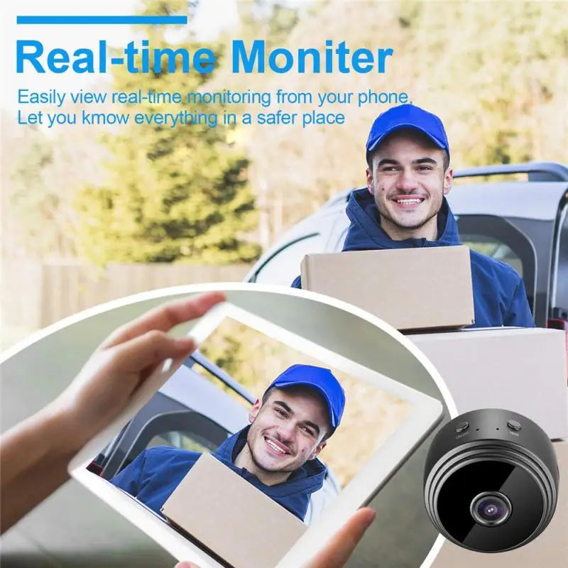Minicámara de seguridad Wi-Fi 1080P con imán y batería - Cámara de videovigilancia inteligente para el hogar