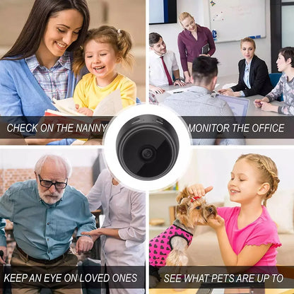 Minicámara de seguridad Wi-Fi 1080P con imán y batería - Cámara de videovigilancia inteligente para el hogar