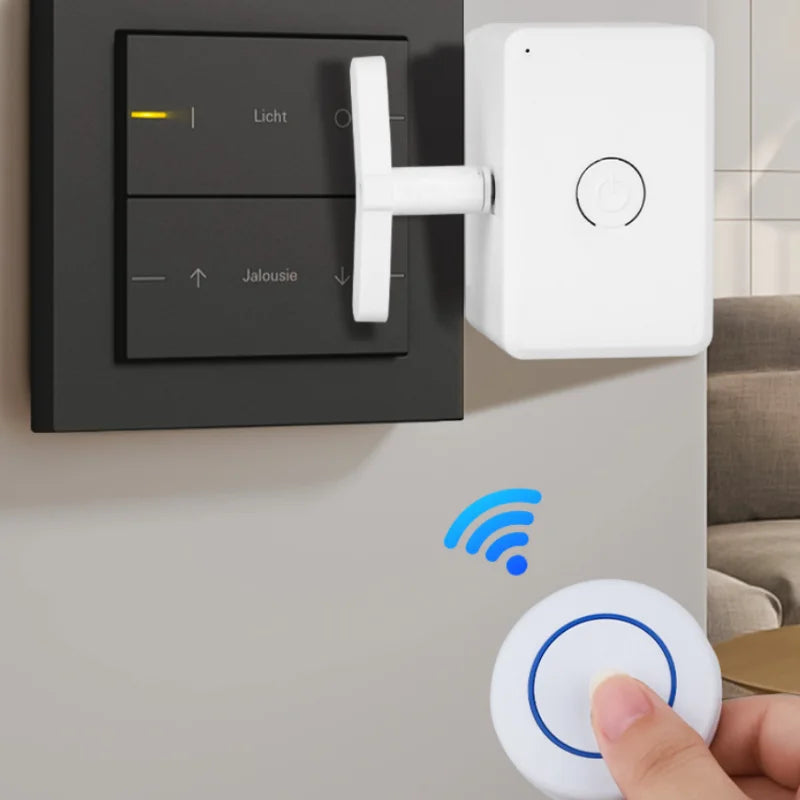 Pulsador de botones automático inalámbrico - Interruptor de control remoto para luces y aparatos (ON/OFF para perezosos, sin necesidad de cableado)