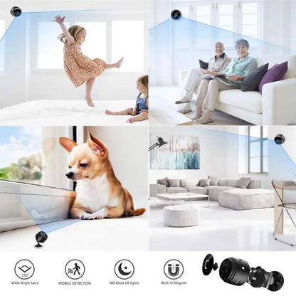 Minicámara de seguridad Wi-Fi 1080P con imán y batería - Cámara de videovigilancia inteligente para el hogar