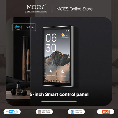 Panel de control central de 5 pulgadas con pantalla táctil Tuya Wi-Fi (Formato EE. UU.) - Control por voz con Alexa, puerta de enlace (Gateway) Zigbee integrada y control de escenas