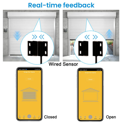 Abridor de puerta de garaje inteligente Wi-Fi (Controlador con sensores de contacto con cable) - Compatible con Tuya, Smart Life, Alexa y Google Assistant